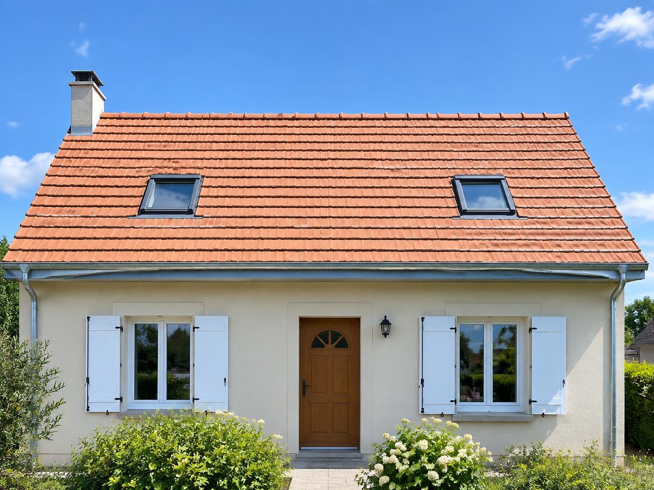 Toiture entièrement refaite avec tuiles neuves et gouttières zinc
